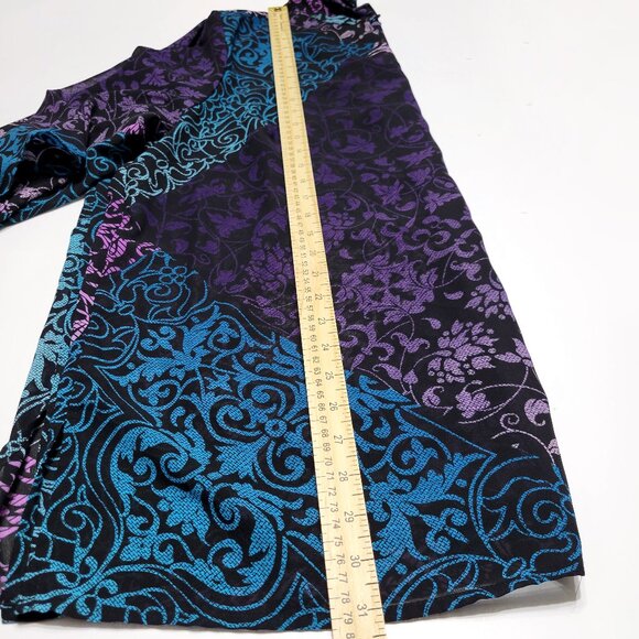 Maggie Barnes Womens Long Sleeve Toggle Button Tunic Size 1X Purple Floral Artsy - Picture 6 of 8